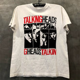 Talking Heads Rock Band Short Sleeve T-shirt Vintage American Retro Small Collar Cotton Half Sleeve Trendy