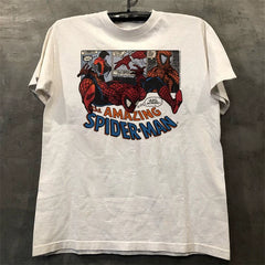 Spider Man cartoon anime collaboration, Spider Man, American street fashion, men's and women's hip-hop short sleeved T-shirt