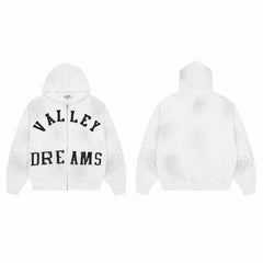 Vale Forever Valley Dreams Rhinestone White Zip-Up Hoodie