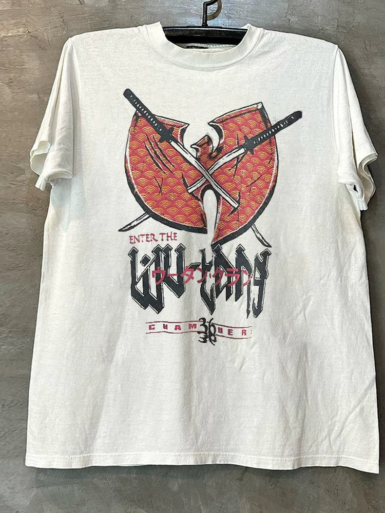 Wu Tang Clan Wudang Band High Street Rock West Coast Hiphop Short sleeved Men's and Women's Pure Cotton T-shirt