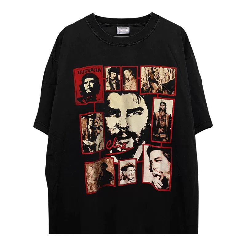 Che Guevara Digital Direct Spray Printed Short Sleeve T-shirt Hiphop American Retro Half Sleeve Trendy
