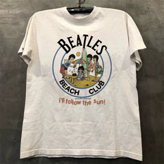 The Beatles cartoon portrait rock merchandise vintage retro men's and women's short sleeved T-shirts