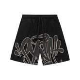 Syna World American Street Hip Hop Foam Letter Printed Drawstring Shorts Men's and Women's Casual Straight Leg Pants