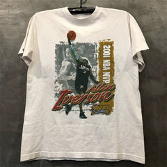 Allen Iverson basketball player Allen Iverson sports short sleeved T-shirt chic American hip-hop half sleeved