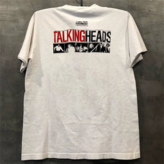 Talking Heads Rock Band Short Sleeve T-shirt Vintage American Retro Small Collar Cotton Half Sleeve Trendy