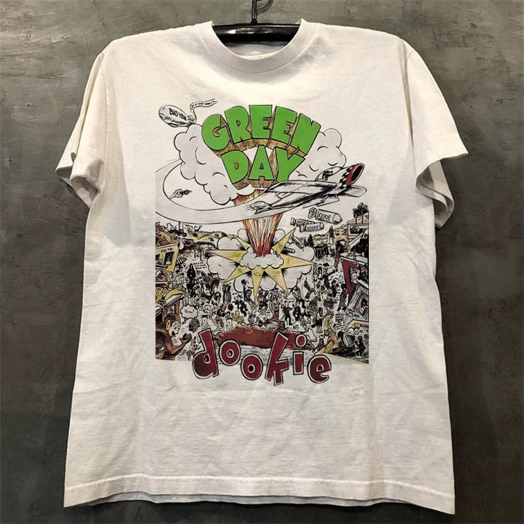 Green Day punk PUNK rock T-shirt cotton half sleeved TEE short sleeved summer heavyweight music for men and women