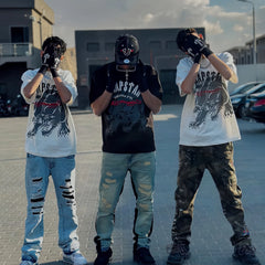 High version Trapstar collaboration Edhard Tiger limited edition American hip-hop T-shirt with letter embroidery and high street short sleeved trend
