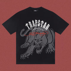 High version Trapstar collaboration Edhard Tiger limited edition American hip-hop T-shirt with letter embroidery and high street short sleeved trend