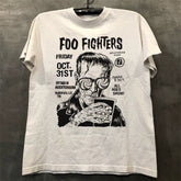 Foo Fighters retro American street hip-hop punk vtg off shoulder loose rock short sleeved T-shirt