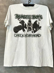 Beastie Boys High Street Vibe Portrait Retro Printed Short Sleeve Men's and Women's Pure Cotton T-shirt