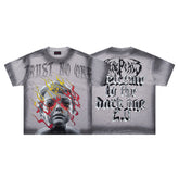 RARE PEACE Crying Cherub Flame Gothic Tee