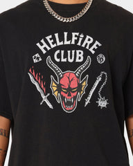 73Studio 73Studio X Stranger Things Hellfire Club Vintage T-Shirt Washed Black