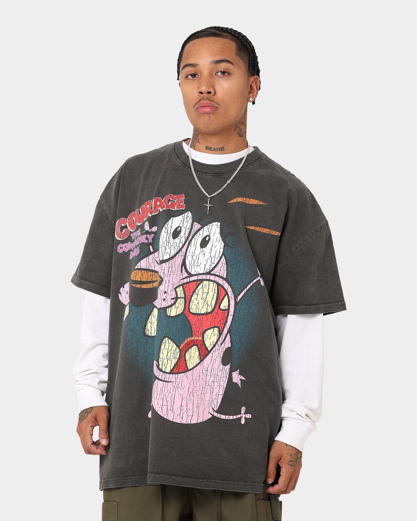 73Studio X Cartoon Network Courage Heavyweight T-Shirt Black Wash