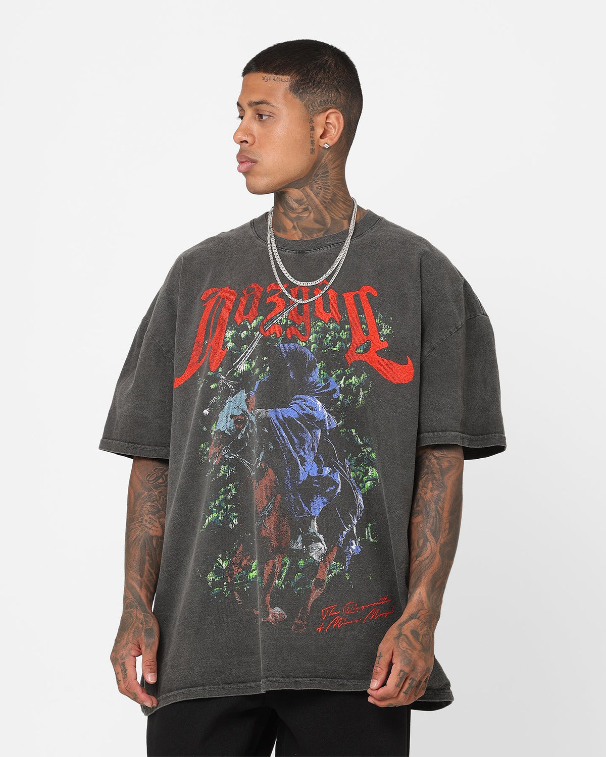 73Studio X The Lord Of The Rings Nazgul Heavyweight Vintage T-Shirt Black Wash