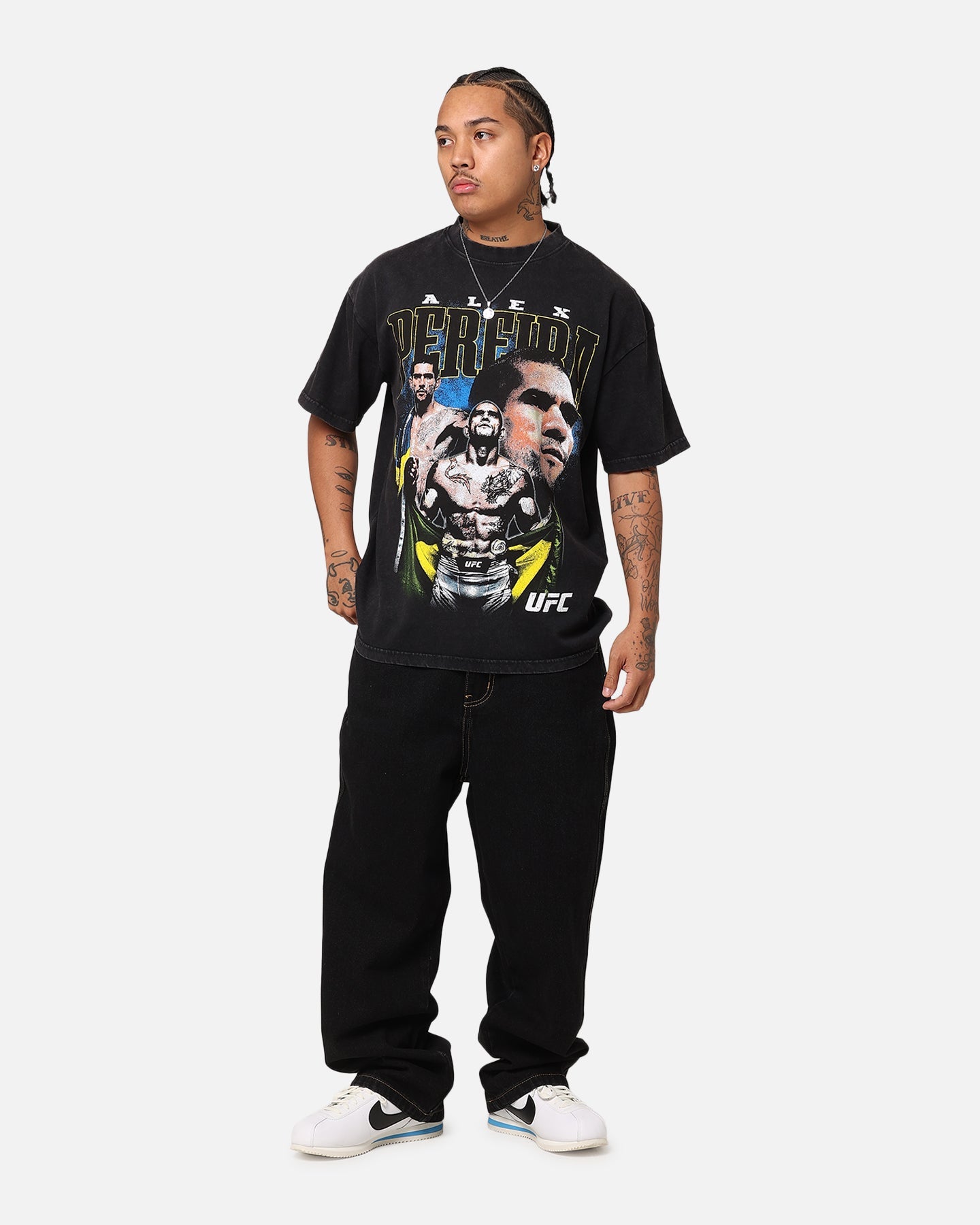 UFC By Culture Kings Alex Pereira Vintage T-Shirt Black Acidwash