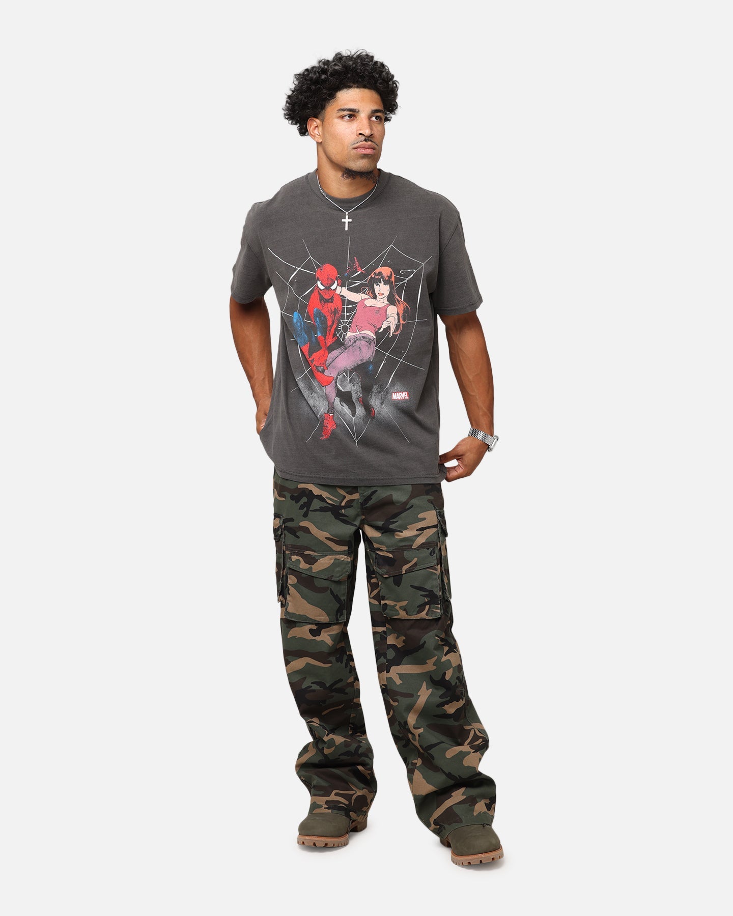 73Studio Marvel’s Spider-Man Peter Parker & MJ Heavyweight T-Shirt Black Wash