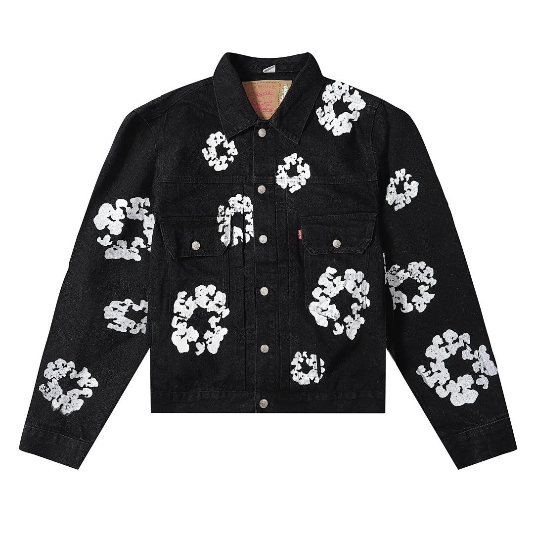 Floral Wreath Denim Jacket