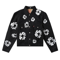 Floral Wreath Denim Jacket