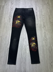 Rhinestone Embroidery Slim Fit Jeans