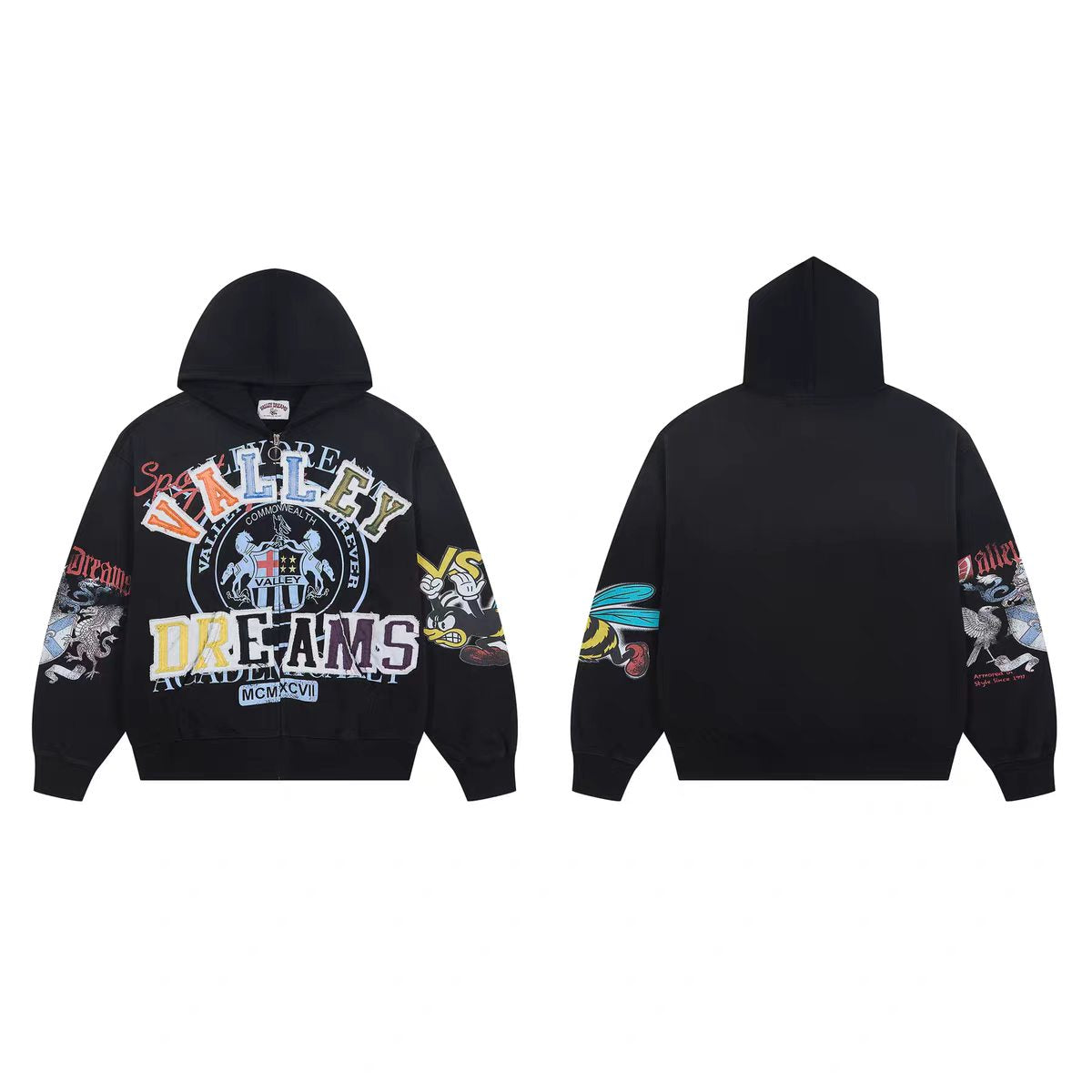 Vale Forever Valley Dreams Crest Bee Zip-Up Hoodie