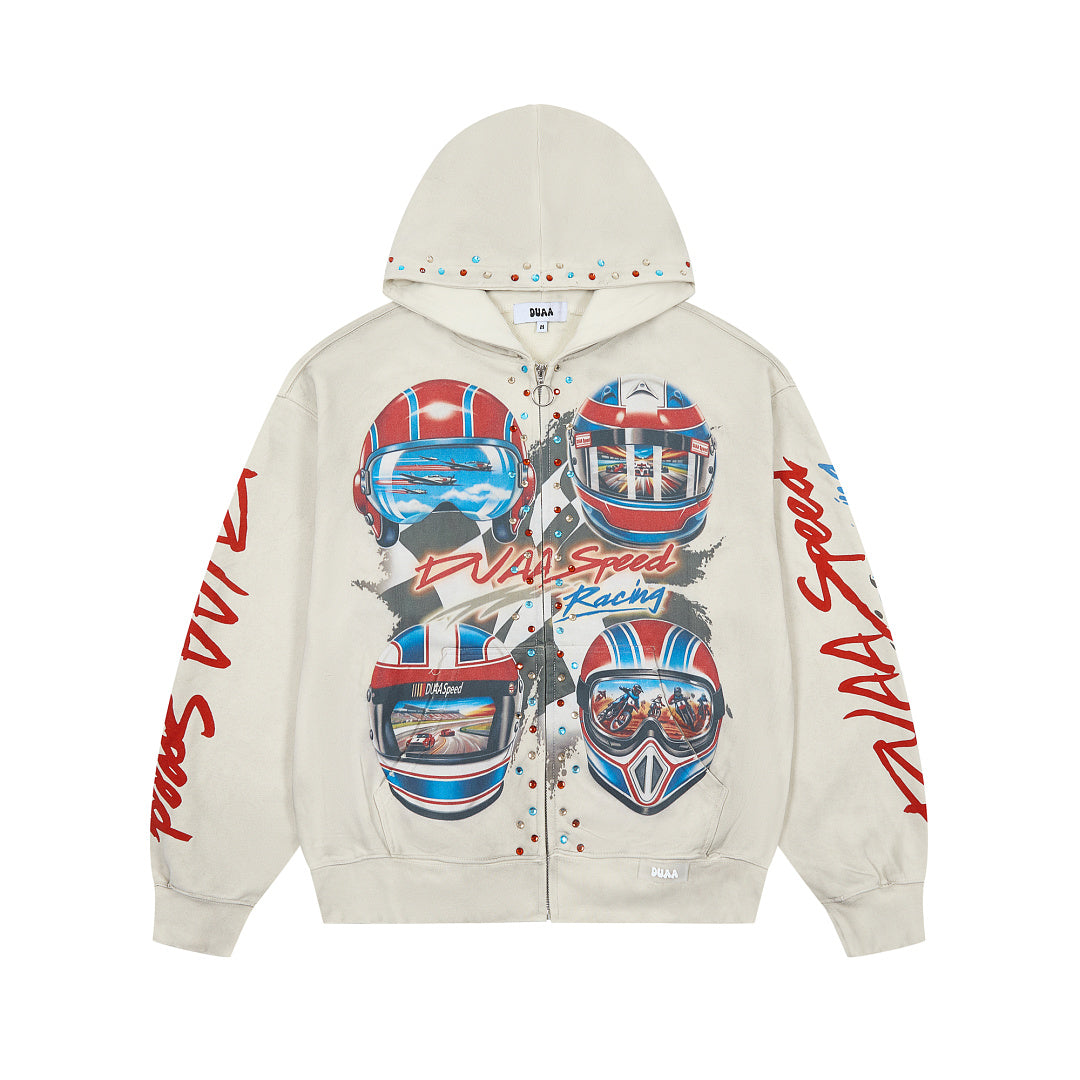 Racing Helmet Zip Hoodie