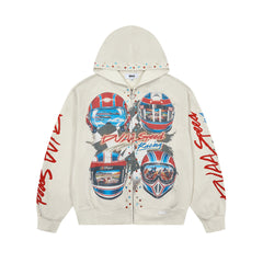 Racing Helmet Zip Hoodie