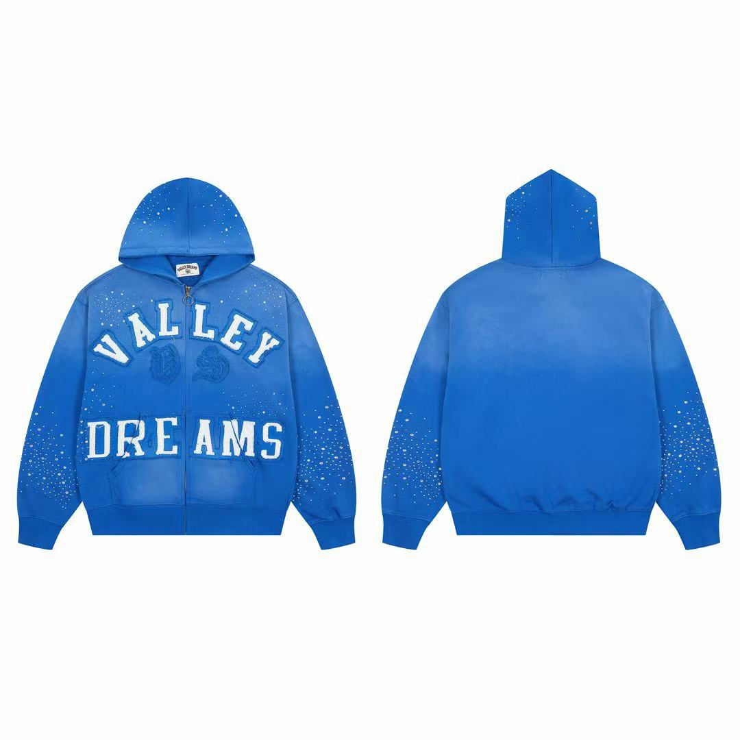 Vale Forever Valley Dreams Rhinestone Blue Zip-Up Hoodie