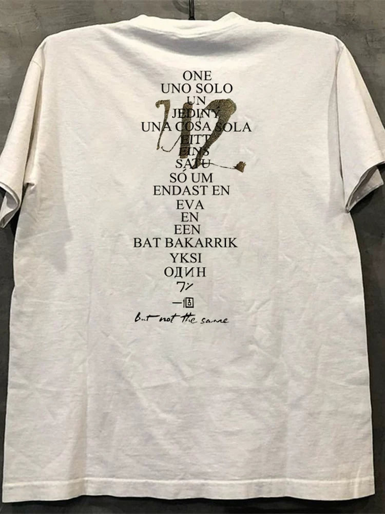 U2 band Ireland high street rock cityboy heavy pure cotton short-sleeved retro textured men and women small neckline T-shirt