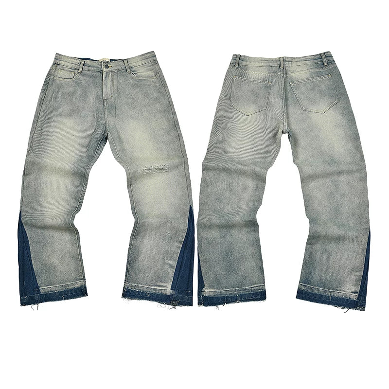 GALLERY DEPT Ink Splashing Graffiti Micro Horn Splicing Casual Loose Jeans Pants Men and Women Piercing Beggar (20)