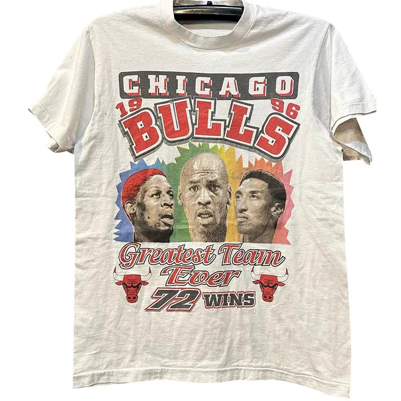 Rodman vintage vintage Kobe portrait print short sleeved American high street sports pure cotton loose trendy T-shirt