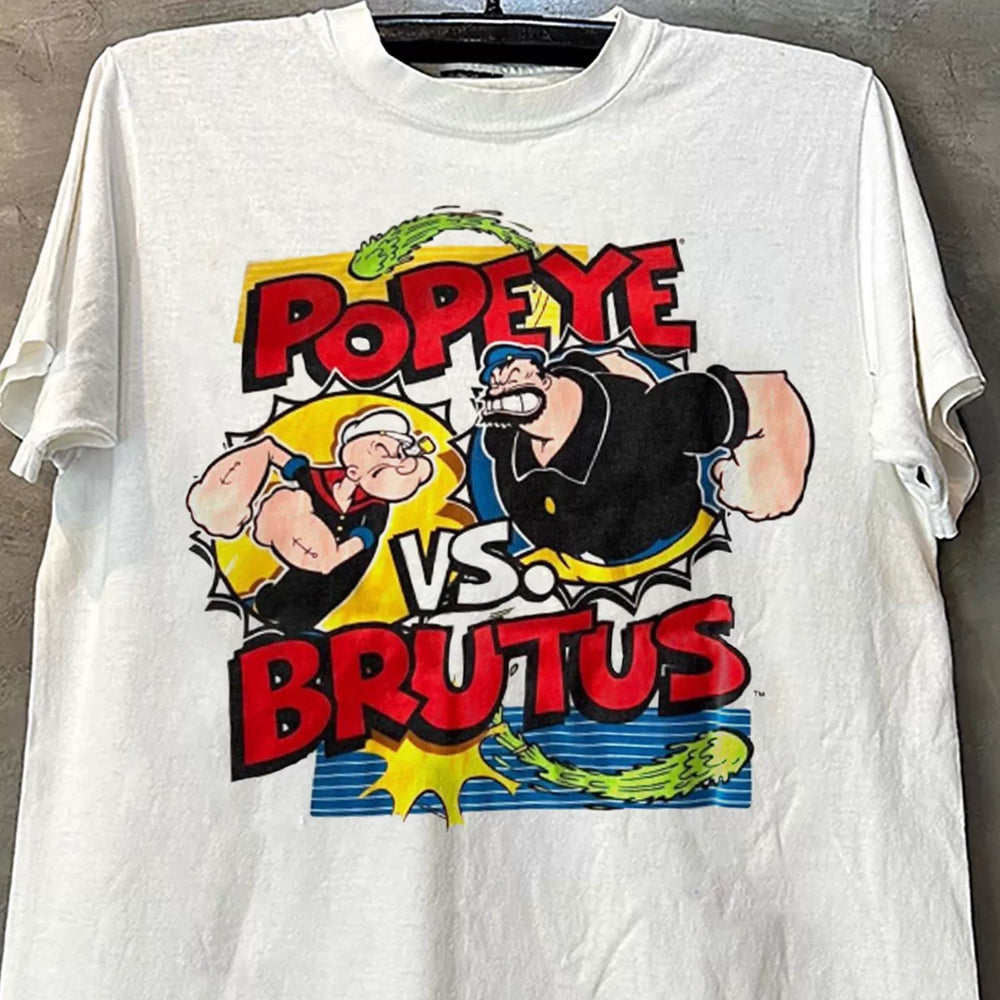 Popeye the Sailor Popeye classic manga cec American small collar short sleeved T-shirt trendy