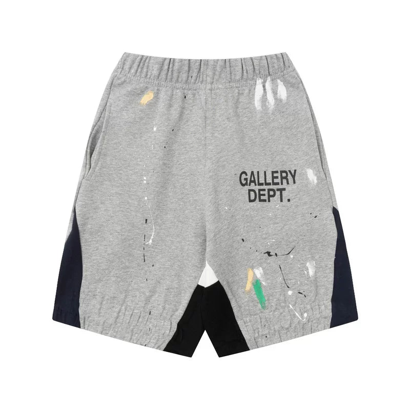 Correct version Gallery Dept FOG High Street Ink Splashing Splicing Hand Painted Graffiti Loose Shorts Men's and Women's Pants