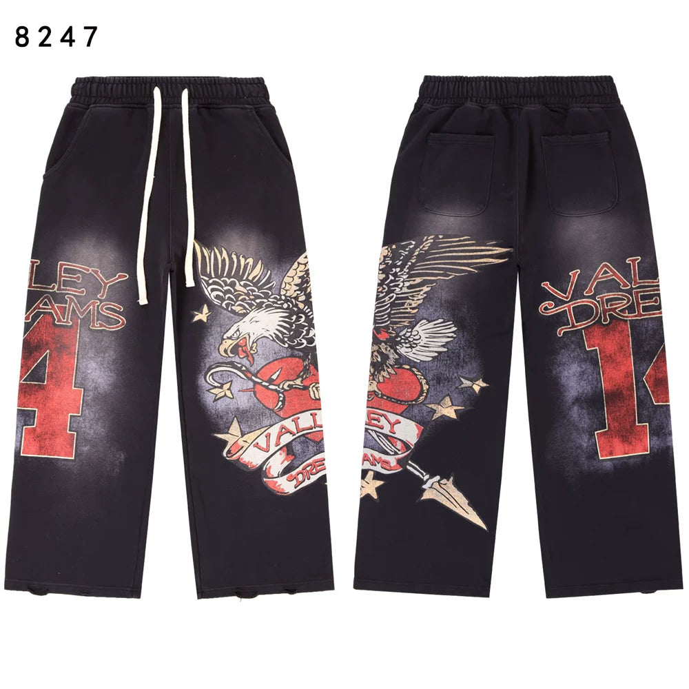 Vale Forever Valley Retro Printed High Street Trendy Casual Hoodie Pants Set (7)