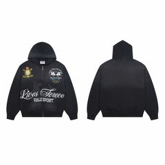 Vale Forever Sport Polo Crest Black Zip-Up Hoodie