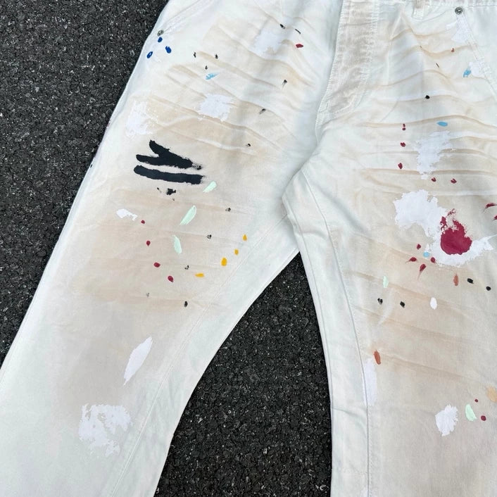 GALLERY DEPT. Dirty patchwork, splashed ink, hand-painted graffiti, washed water, worn out, damaged, micro pull casual workwear pants