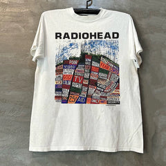Radiohead British Radiohead Rock Band Vintage American Retro Street Trendy Short Sleeve Half Sleeve