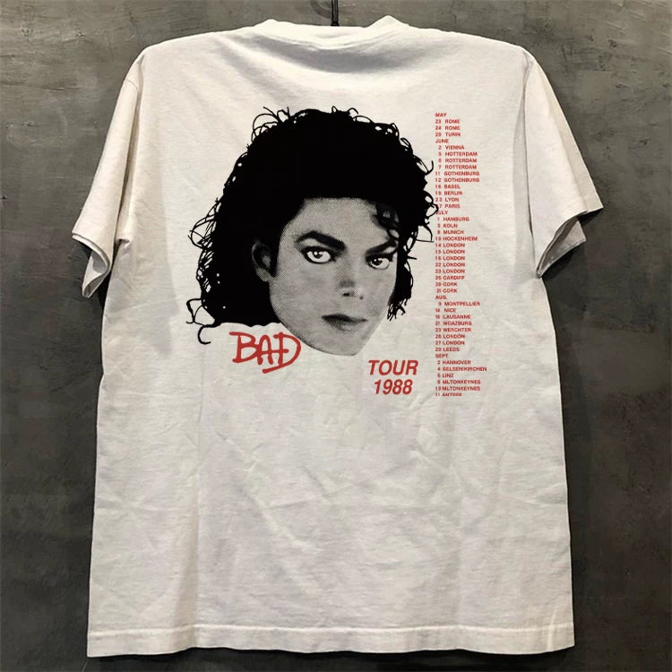 Michael Jackson Vintage High Street MJ Pique Handsome High Street Short sleeved T-shirt