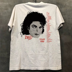 Michael Jackson Vintage High Street MJ Pique Handsome High Street Short sleeved T-shirt