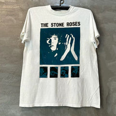 The Stone Roses Rock Band Vibe High Street Portrait Trendy Brand American Retro Short sleeved T-shirt