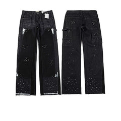 GALLERY DEPT Ink Splashing Graffiti Micro Horn Splicing Casual Loose Jeans Pants Men and Women Piercing Beggar (28)