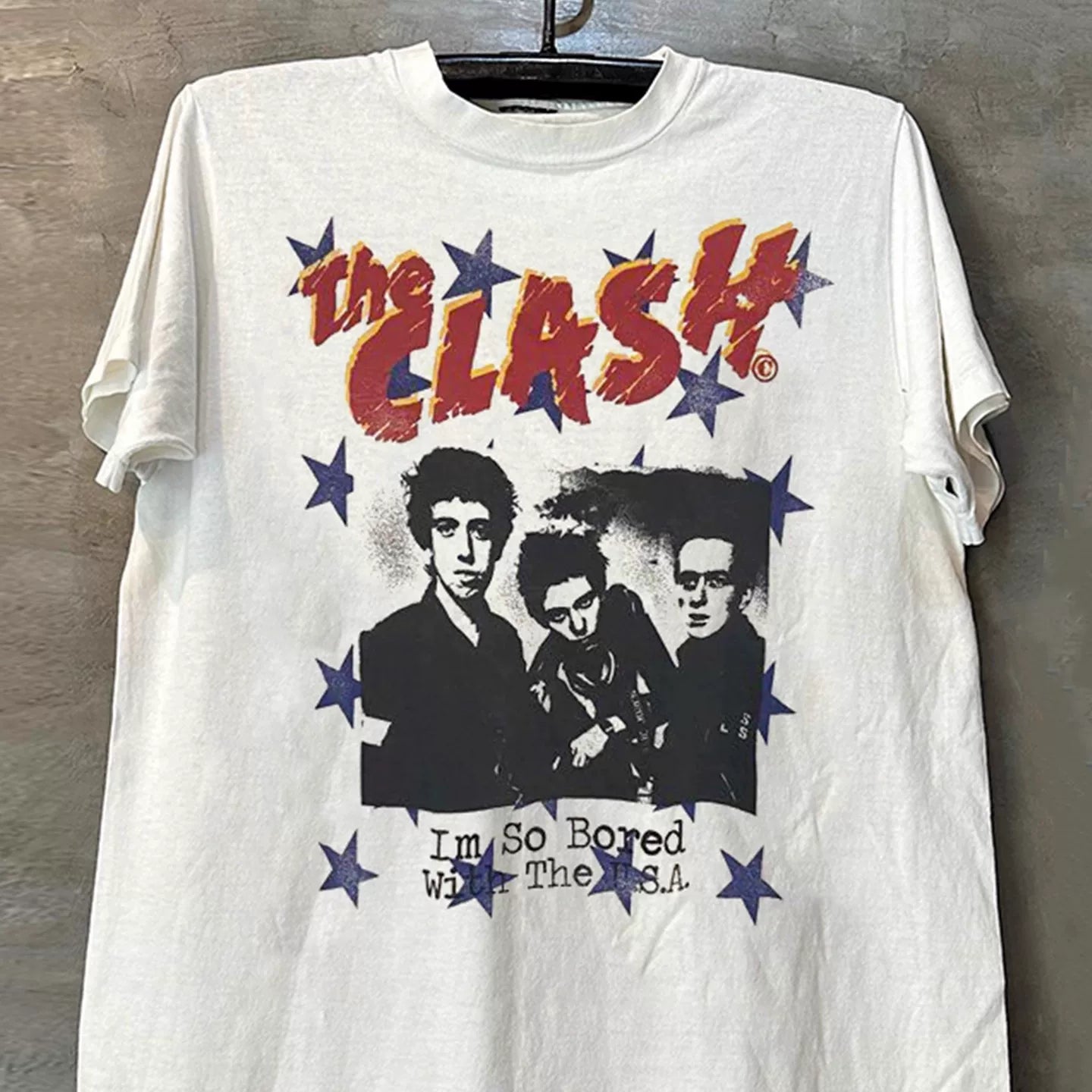 The Clash American New Wave Short Sleeve T-shirt Hiphop High Street Rascal Handsome Small Collar T-shirt