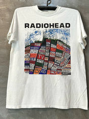 Radiohead British Radiohead Rock Band Vintage American Retro Street Trendy Short Sleeve Half Sleeve