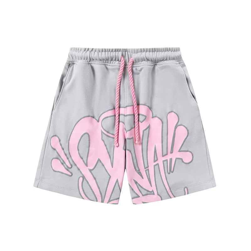 Syna World American Street Hip Hop Foam Letter Printed Drawstring Shorts Men's and Women's Casual Straight Leg Pants