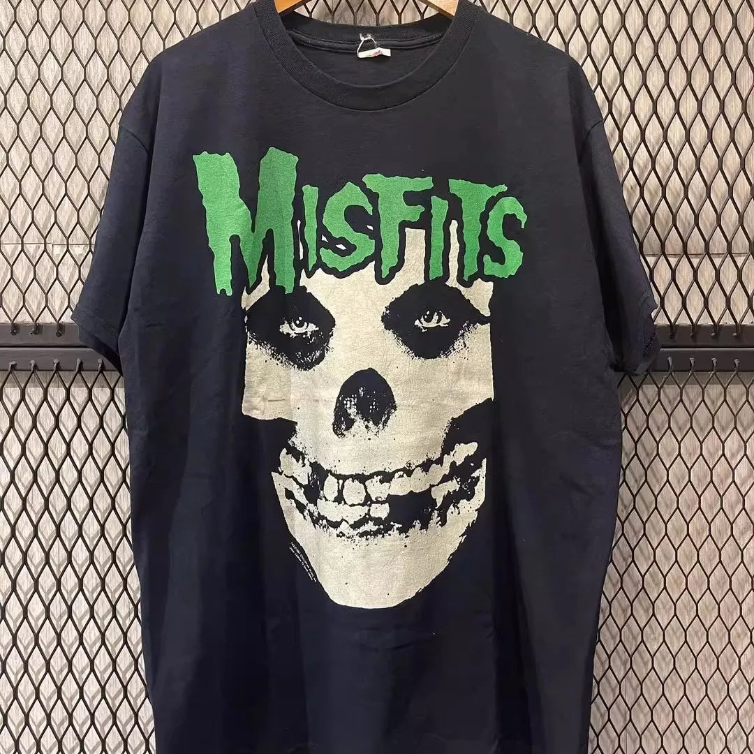 The Misfits, a band that doesn't adapt to the local environment, high street rock, punk, punk, skull, high-end short sleeved men's and women's T-shirts