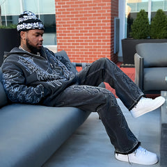 REVENGE American Hip Hop Jeans Correct Edition Thorn Embroidered Washed Street Trendy Straight Casual Pants