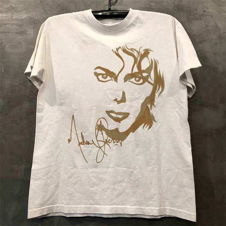 Michael Jackson pays tribute to classic portraits, sketches, printed short sleeved T-shirts, and men's clothing in Europe and America