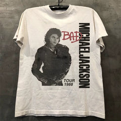 Michael Jackson Vintage High Street MJ Pique Handsome High Street Short sleeved T-shirt