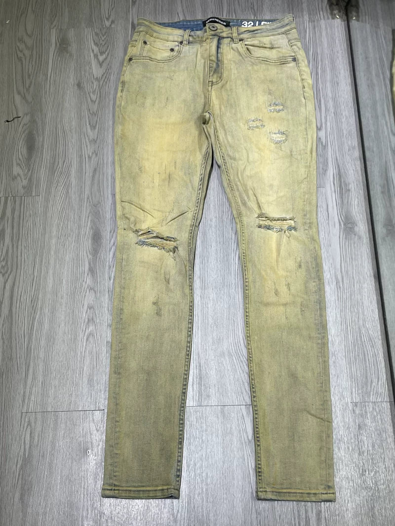BigD ready to wear, American SEREN * * * men's stretch ripped jeans A1 K3 SE26