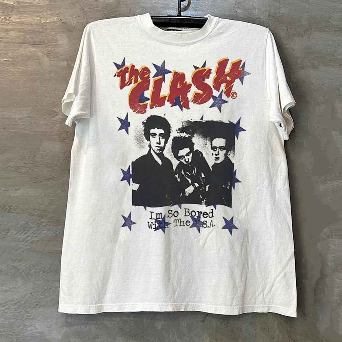 The Clash American New Wave Short Sleeve T-shirt Hiphop High Street Rascal Handsome Small Collar T-shirt