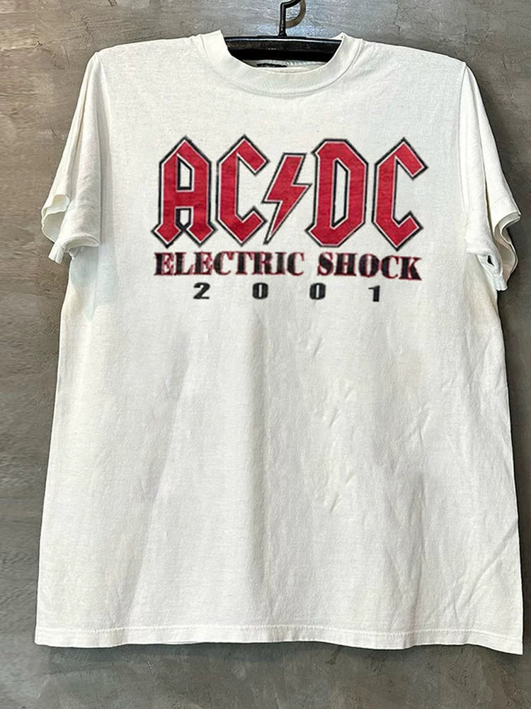 ACDC乐队老牌金属hiphop嘻哈复古简约字母街舞短袖男女圆领T恤棉